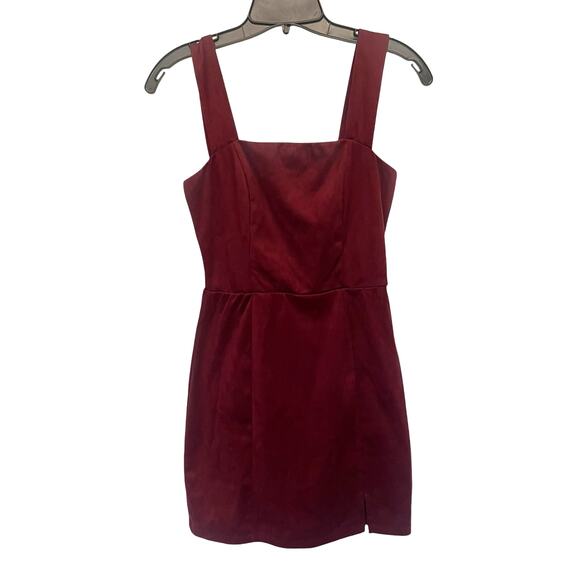 MI AMI Faux Suede Jumper Dress Sz XS Burgundy Y2k Dark Academia Retro Stretchy - Picture 1 of 12